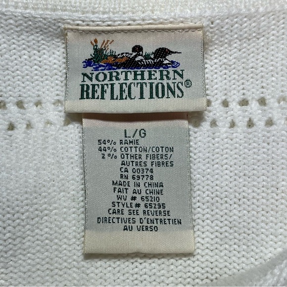 Vintage Northern Reflections Floral Cardigan Womens Large White Granny 3D - Picture 6 of 13